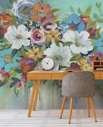 Colourful Painted Bouquet Wallpaper Colourful Painted Bouquet Wallpaper