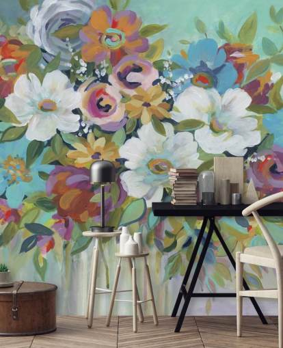 Colourful Painted Bouquet Wallpaper