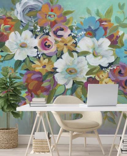Colourful Painted Bouquet Wallpaper
