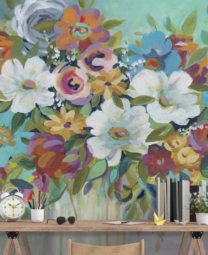 Farverige Malet Bouquet Baggrund