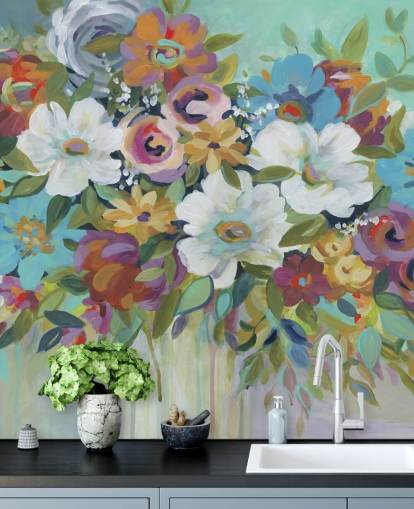 Farverige Malet Bouquet Baggrund