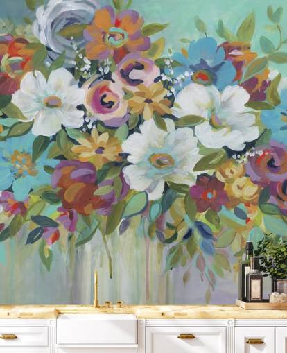 Farverige Malet Bouquet Baggrund