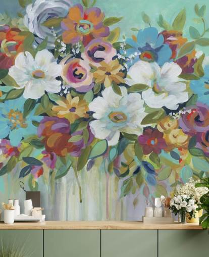 Colourful Painted Bouquet Wallpaper