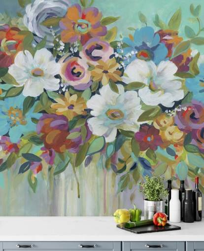 Colourful Painted Bouquet Wallpaper
