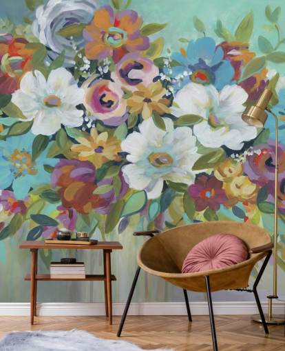 Colourful Painted Bouquet Wallpaper Colourful Painted Bouquet Wallpaper