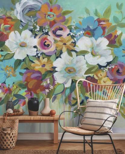 Colourful Painted Bouquet Wallpaper