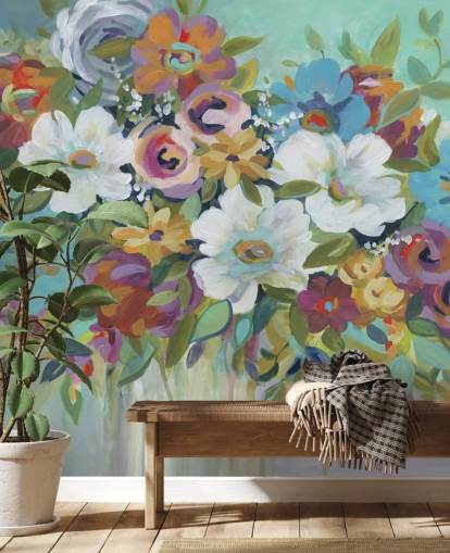 Colourful Painted Bouquet Wallpaper