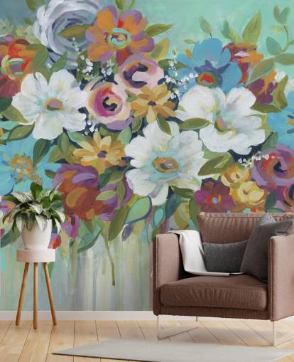Colourful Painted Bouquet Wallpaper Colourful Painted Bouquet Wallpaper