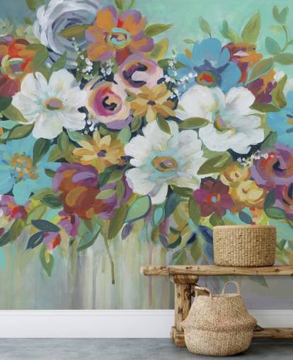 Colourful Painted Bouquet Wallpaper Colourful Painted Bouquet Wallpaper