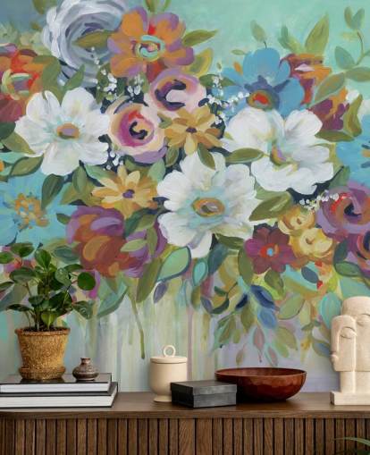 Colourful Painted Bouquet Wallpaper