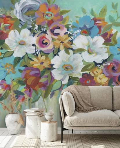 Farverige Malet Bouquet Baggrund