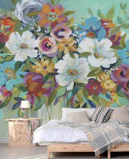 Colourful Painted Bouquet Wallpaper Colourful Painted Bouquet Wallpaper