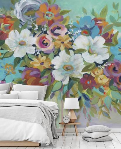 Farverige Malet Bouquet Baggrund