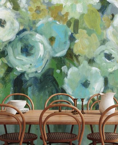 Green Flowers in a Vase Wall Mural