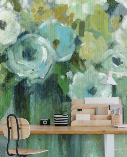 Green Flowers in a Vase Wall Mural Green Flowers in a Vase Wall Mural