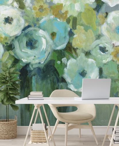 Décoration murale fleurs vertes dans un vase