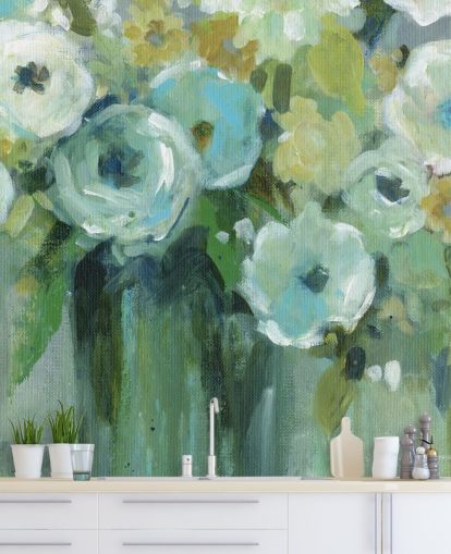 Grønne blomster i en Vase Veggmaleri