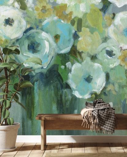 Decorazione murale con fiori verdi in un vaso