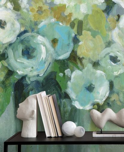 Green Flowers in a Vase Wall Mural