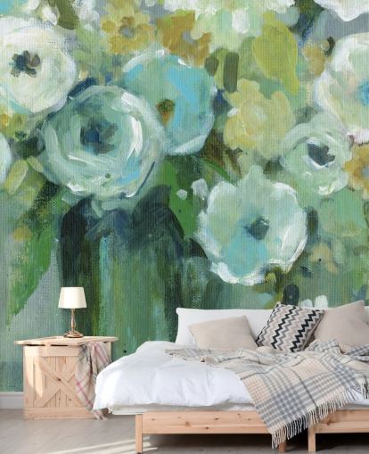 Mural de pared Flores verdes en un jarrón Mural de pared Flores verdes en un jarrón