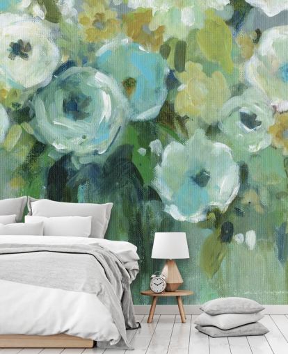 Décoration murale fleurs vertes dans un vase