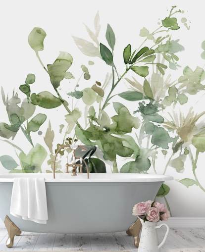 papier peint mural de jardin personnalisable vert et blanc appelé Garden Sage par Carol Robinson pour les chambres ou les salons papier peint mural de jardin personnalisable vert et blanc appelé Garden Sage par Carol Robinson pour les chambres ou les salons
