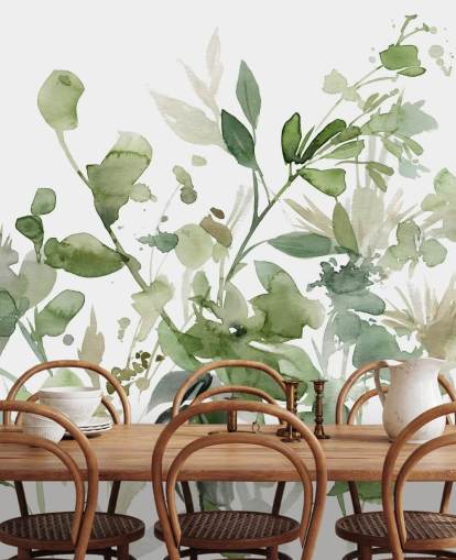 mural de papel de parede de jardim personalizável verde e branco chamado Garden Sage de Carol Robinson para quartos ou salões