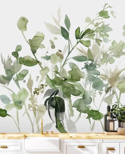 vihreä ja valkoinen muokattava puutarhatapettiseinämaalaus nimeltä Garden Sage by Carol Robinson makuuhuoneisiin tai oleskelutiloihin vihreä ja valkoinen muokattava puutarhatapettiseinämaalaus nimeltä Garden Sage by Carol Robinson makuuhuoneisiin tai oleskelutiloihin