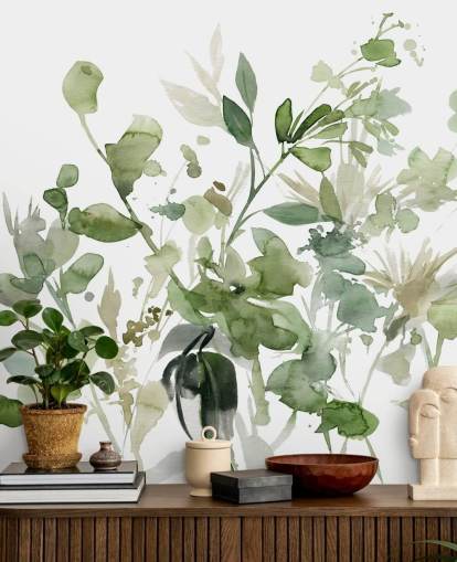 Grün-weiße, individuell gestaltbare Gartentapete namens Garden Sage von Carol Robinson für Schlafzimmer oder Lounges Grün-weiße, individuell gestaltbare Gartentapete namens Garden Sage von Carol Robinson für Schlafzimmer oder Lounges