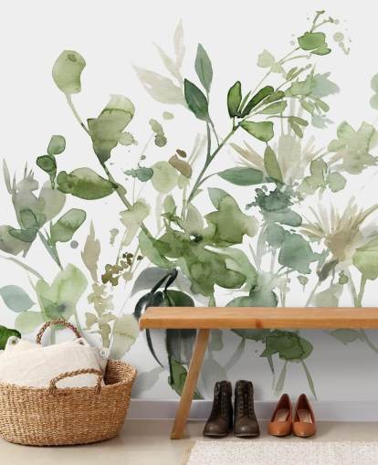 papier peint mural de jardin personnalisable vert et blanc appelé Garden Sage par Carol Robinson pour les chambres ou les salons papier peint mural de jardin personnalisable vert et blanc appelé Garden Sage par Carol Robinson pour les chambres ou les salons