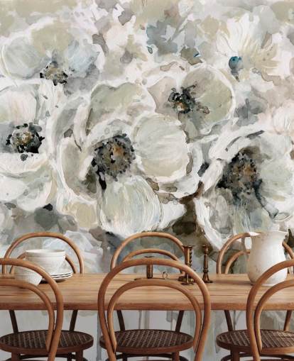 mural de papel de parede floral personalizável cinza chamado Neutral Bouquet de Carol Robinson para quartos mural de papel de parede floral personalizável cinza chamado Neutral Bouquet de Carol Robinson para quartos