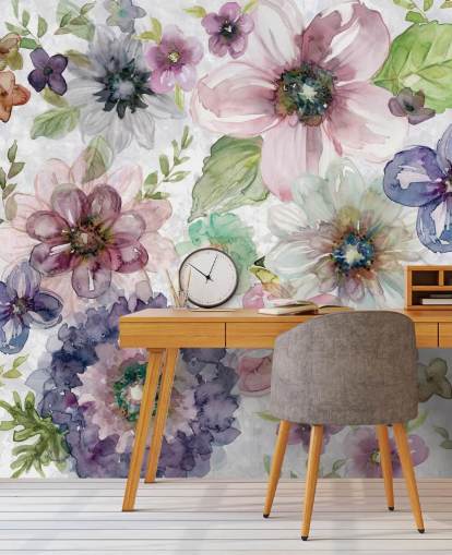 Purple and Pink Flowers Wallpaper