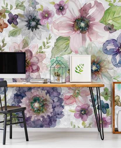 Purple and Pink Flowers Wallpaper