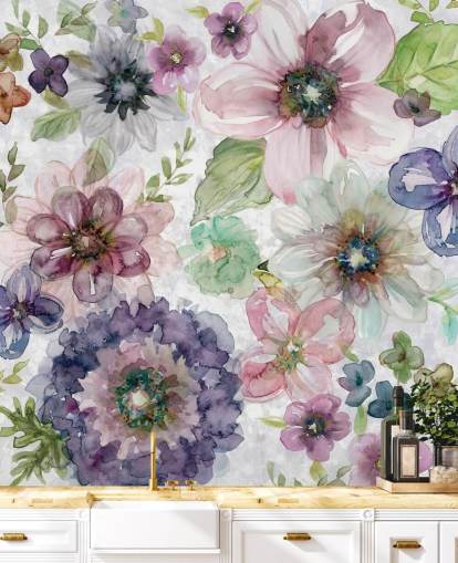 Purple and Pink Flowers Wallpaper