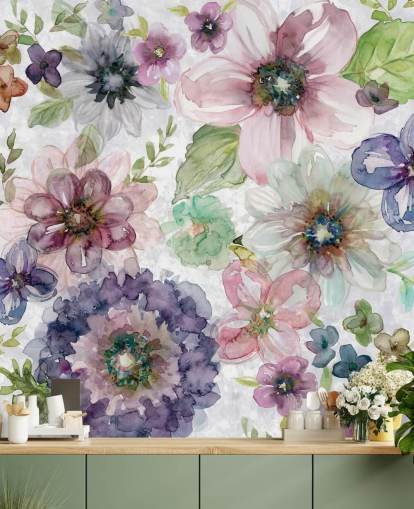 Papier peint fleurs violettes et roses Papier peint fleurs violettes et roses