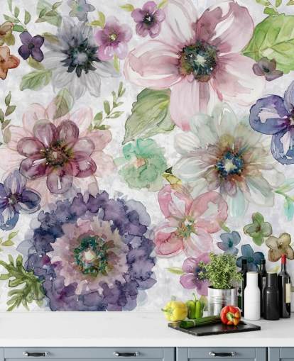 Papier peint fleurs violettes et roses Papier peint fleurs violettes et roses