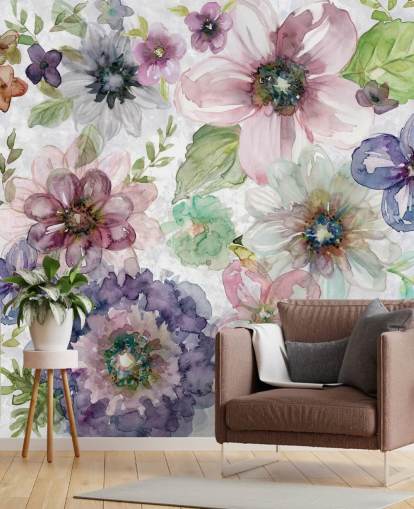 Purple and Pink Flowers Wallpaper