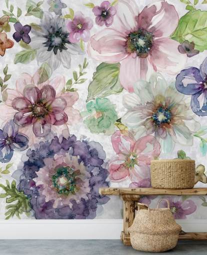 Purple and Pink Flowers Wallpaper