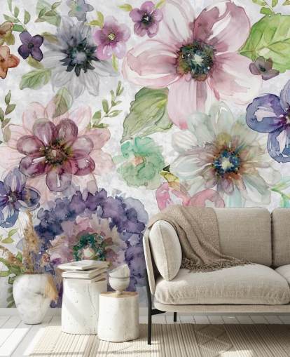 Carta da parati con fiori viola e rosa Carta da parati con fiori viola e rosa