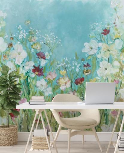 carta da parati murale colorata personalizzata con fiori chiamata Wildflowers and Lace di Carol Robinson per salotti carta da parati murale colorata personalizzata con fiori chiamata Wildflowers and Lace di Carol Robinson per salotti