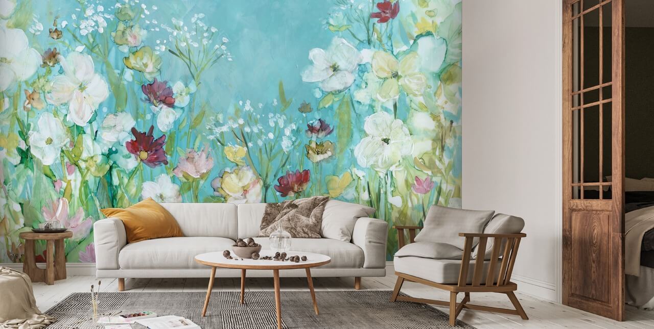 Wildflowers and Lace Wall Mural Wallsauce UK