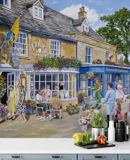 old cafe and tea room wallpaper