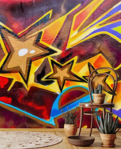 Graffiti Stars Behang Muurschildering
