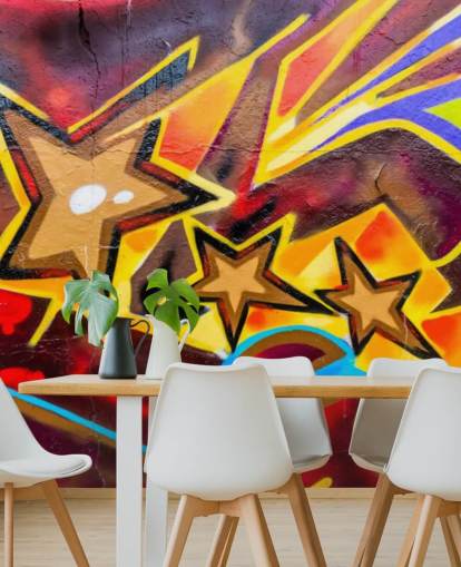 Graffiti Stars Behang Muurschildering
