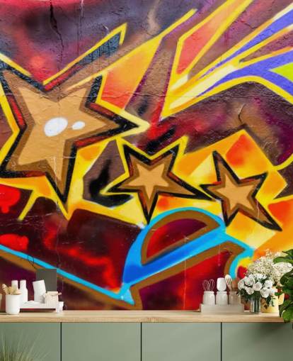 Graffiti Stars Wallpaper Mural