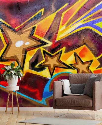 Papel pintado Estrellas grafitis Papel pintado Estrellas grafitis