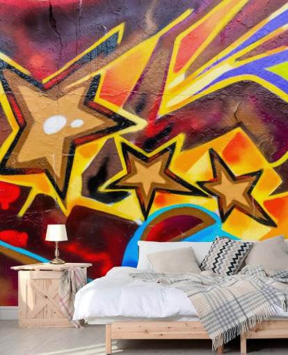 Carta da parati murale con stelle graffiti