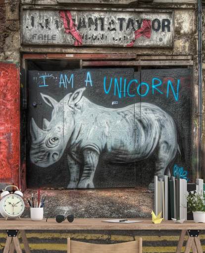 spray painted customisable graffiti wallpaper mural called Be What You Want to Be by Nick Jackson for bedrooms or office