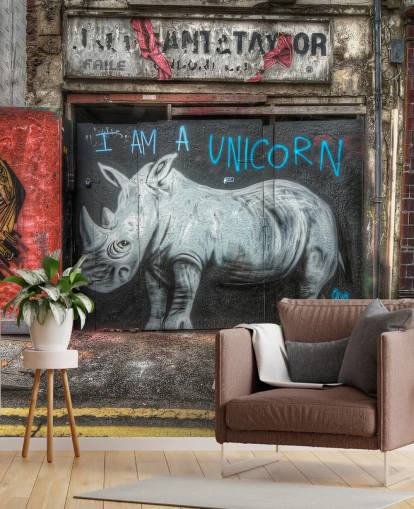 spray painted customisable graffiti wallpaper mural called Be What You Want to Be by Nick Jackson for bedrooms or office