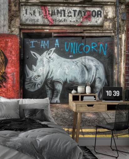 spraymålad anpassningsbar graffiti tapetväggmålning kallad Be What You Want to Be av Nick Jackson för sovrum eller kontor spraymålad anpassningsbar graffiti tapetväggmålning kallad Be What You Want to Be av Nick Jackson för sovrum eller kontor